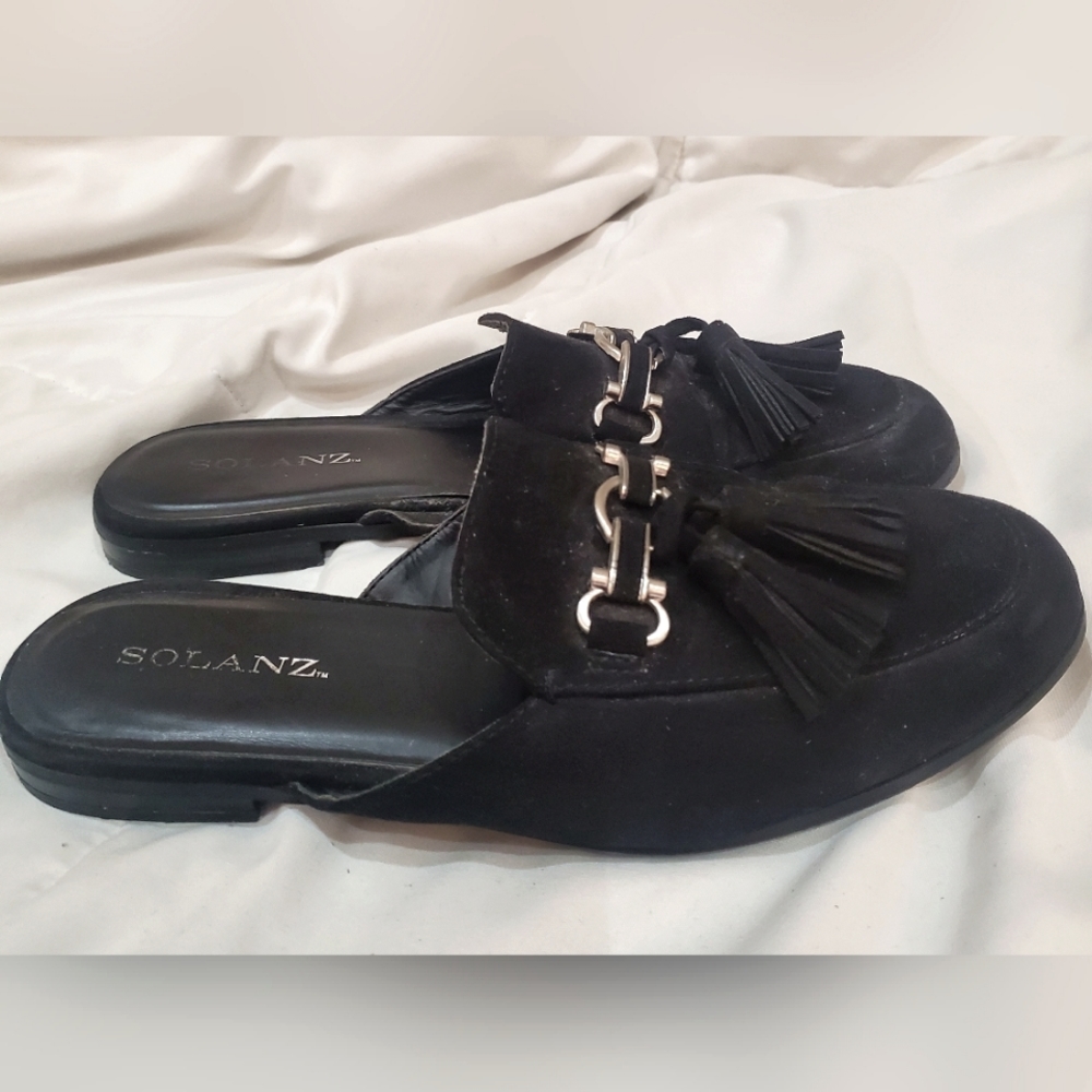 Women's Solanz Black Suede Loafers - Picture 2 of 5
